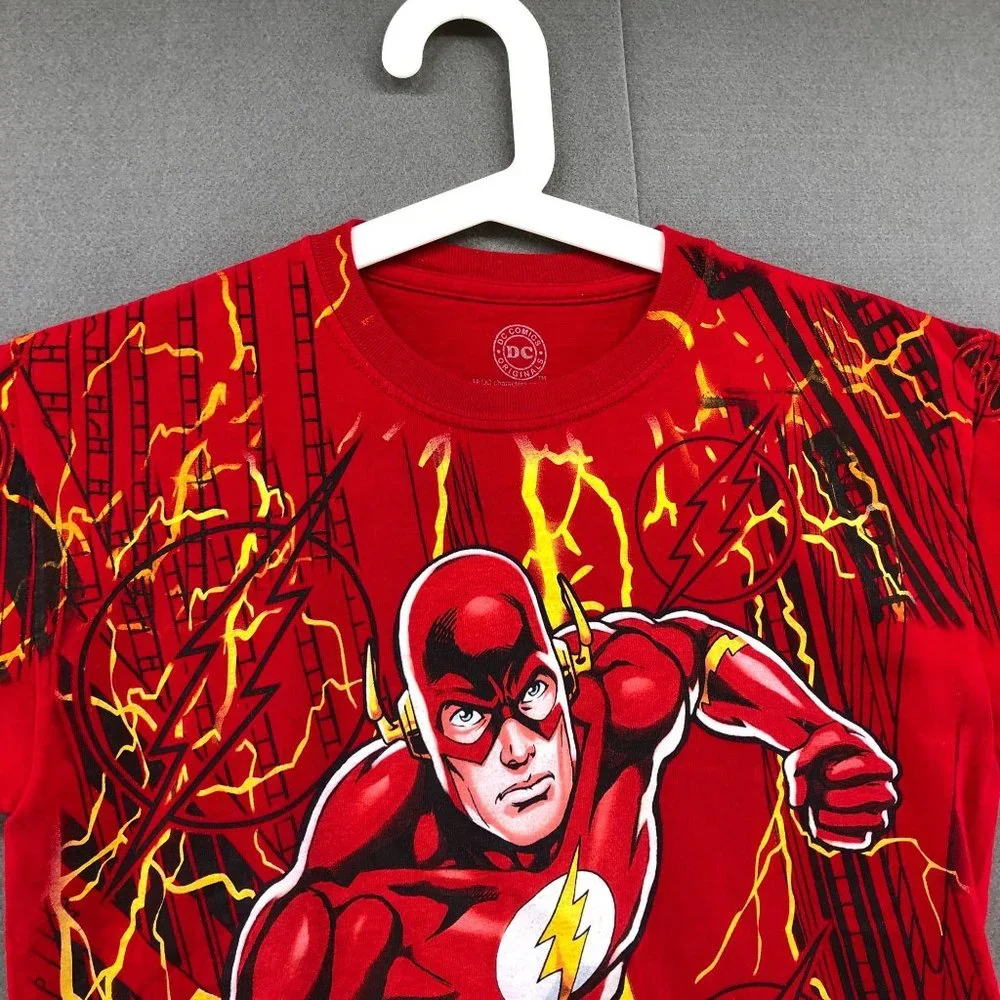 DC Comics Flash‎ Graphic T Shirt Kids Boys XL (14-16) Red Short Sleeve Crewneck